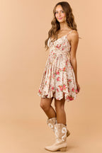 Eleonora | Abito Mini Donna Floreale con Scollo a V