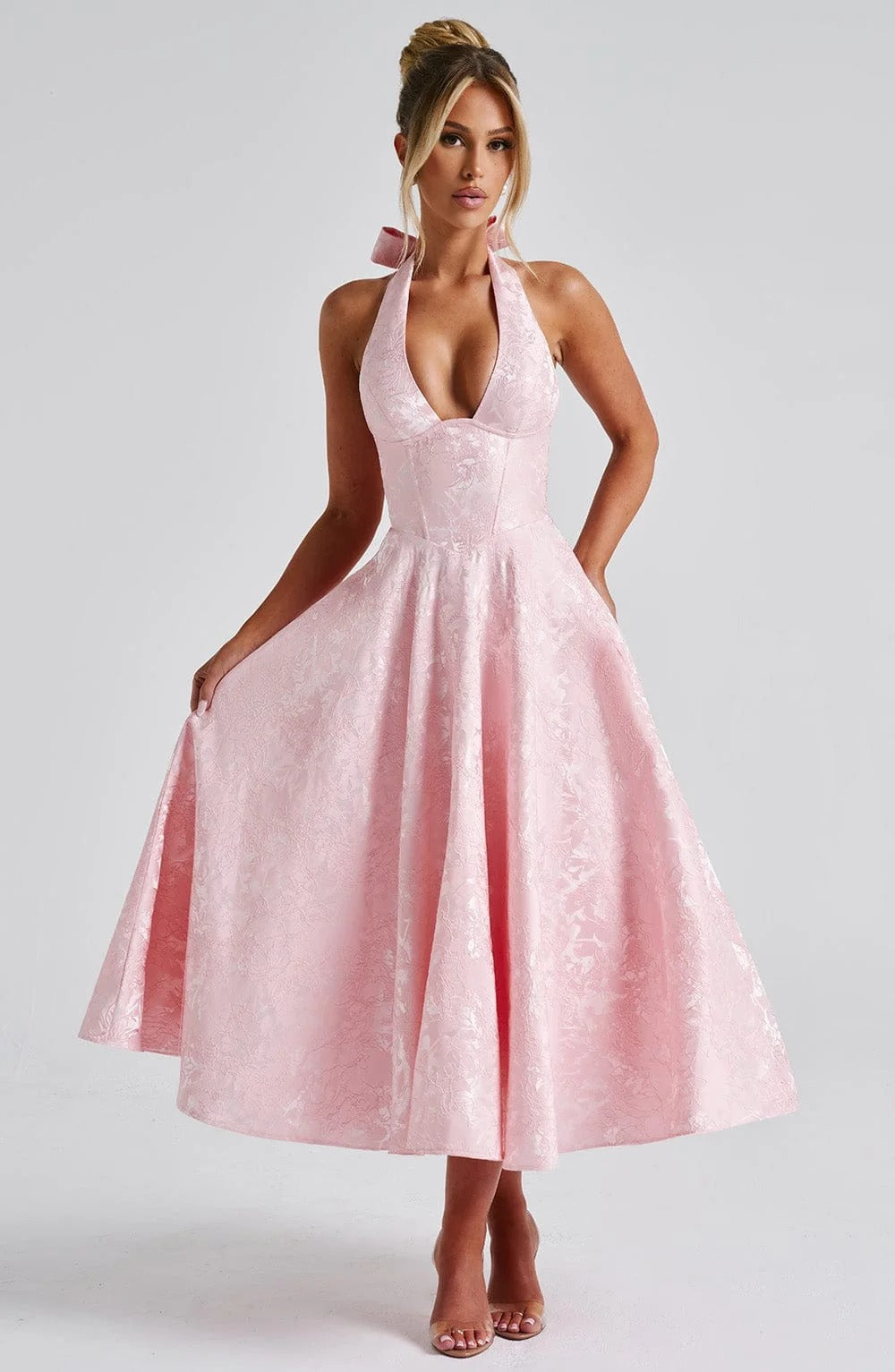 Amanda | Abito midi da donna con scollo all'americana