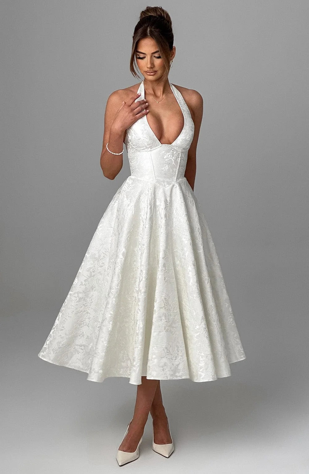 Amanda | Abito midi da donna con scollo all'americana