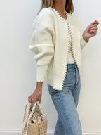 Alina | Cardigan con perle e orlo sfrangiato
