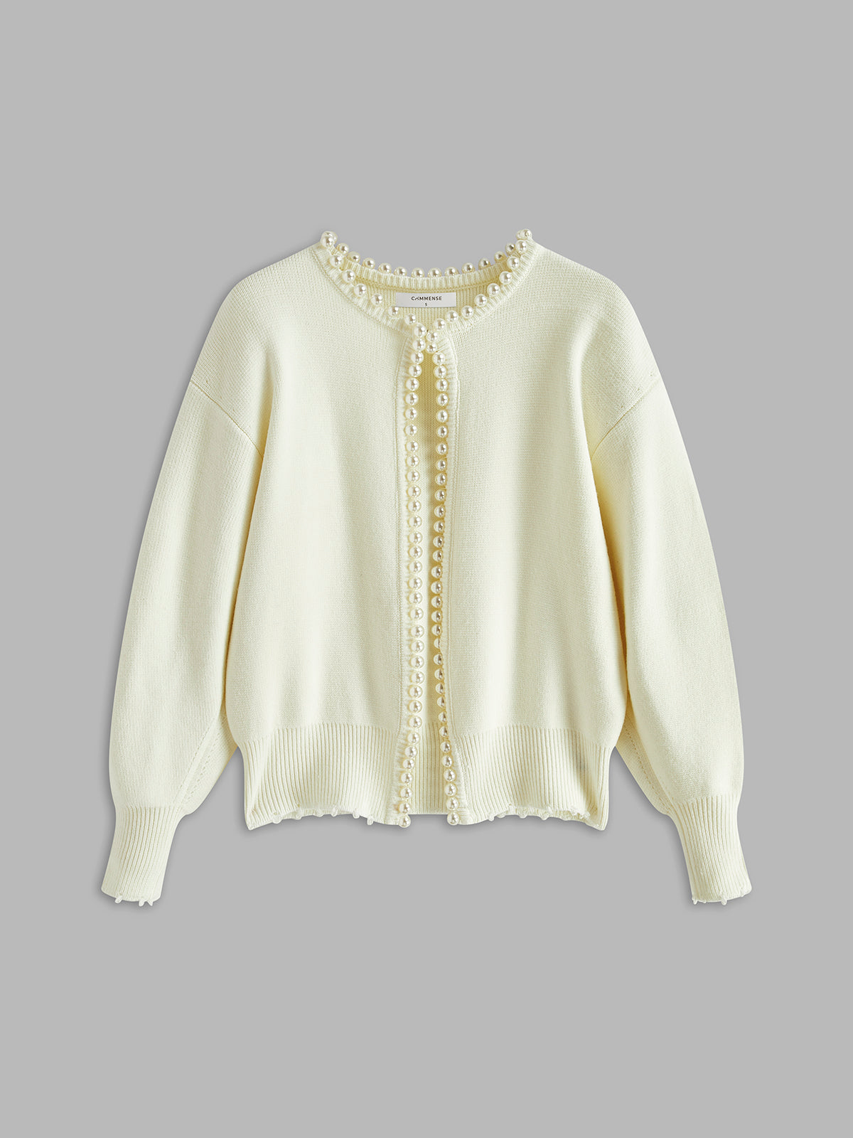 Alina | Cardigan con perle e orlo sfrangiato