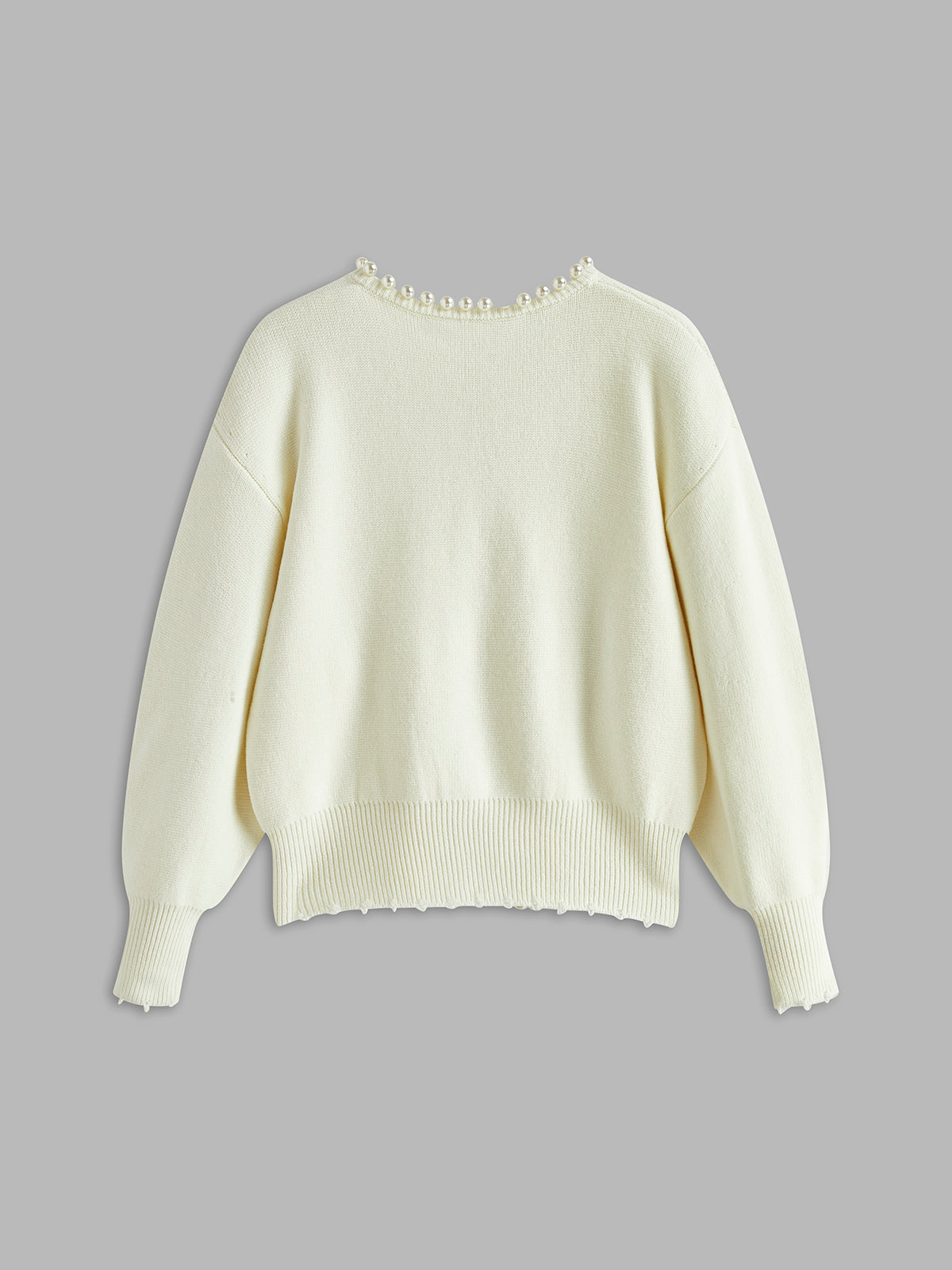 Alina | Cardigan con perle e orlo sfrangiato