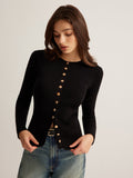 Bianca | Top in maglia aderente con bottoni
