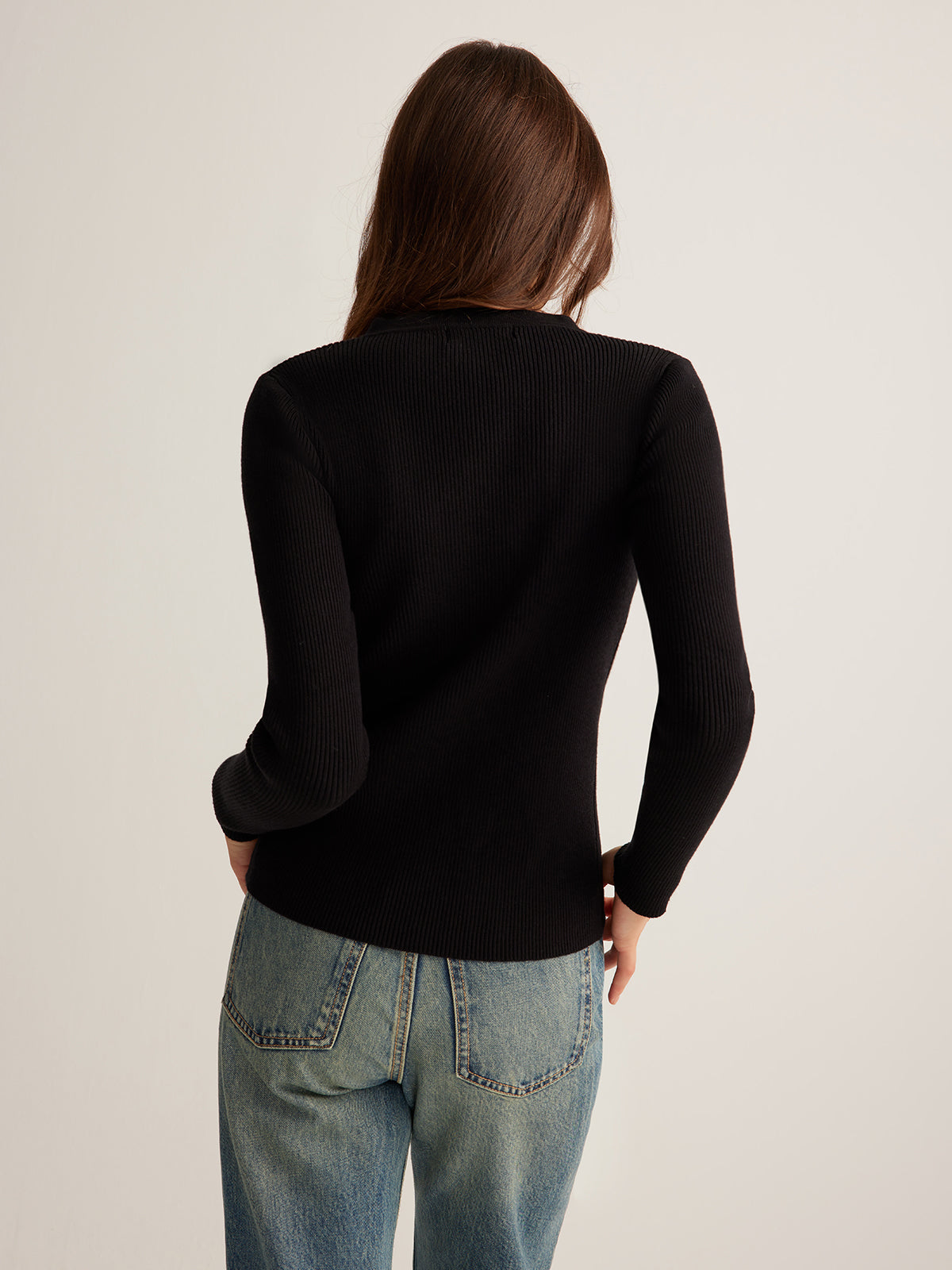 Bianca | Top in maglia aderente con bottoni