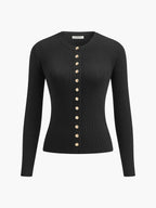 Bianca | Top in maglia aderente con bottoni