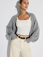 Amia | Cardigan oversize in misto lana con maniche a pipistrello