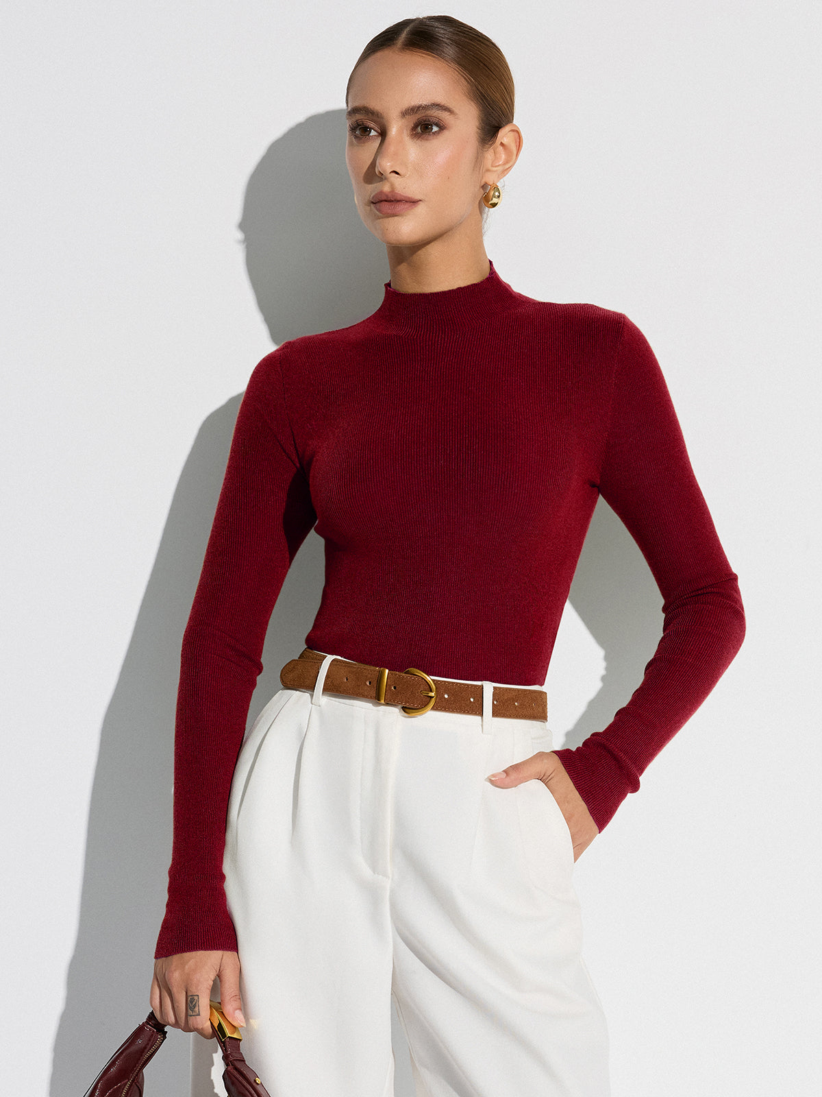 Arlene | Top in maglia misto lana con collo alto