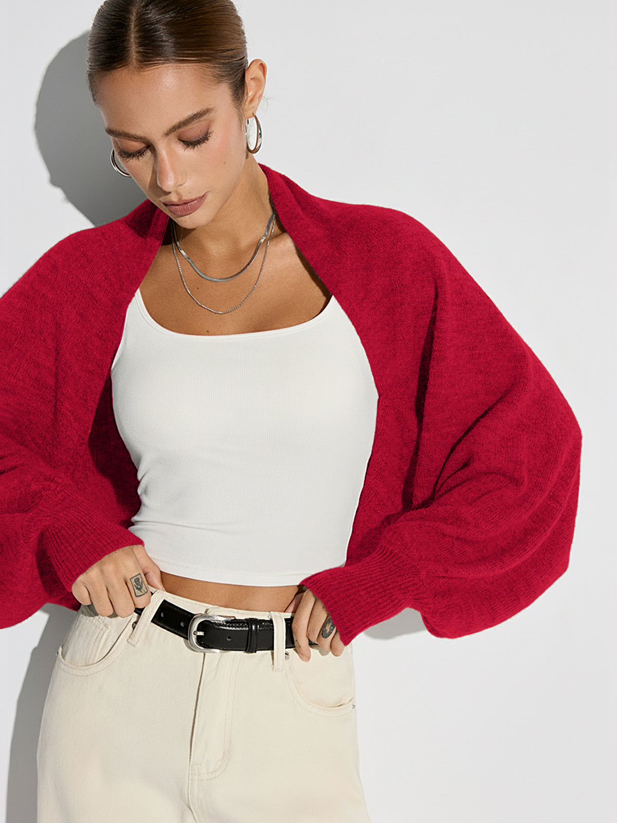 Amia | Cardigan oversize in misto lana con maniche a pipistrello