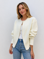 Alina | Cardigan con perle e orlo sfrangiato