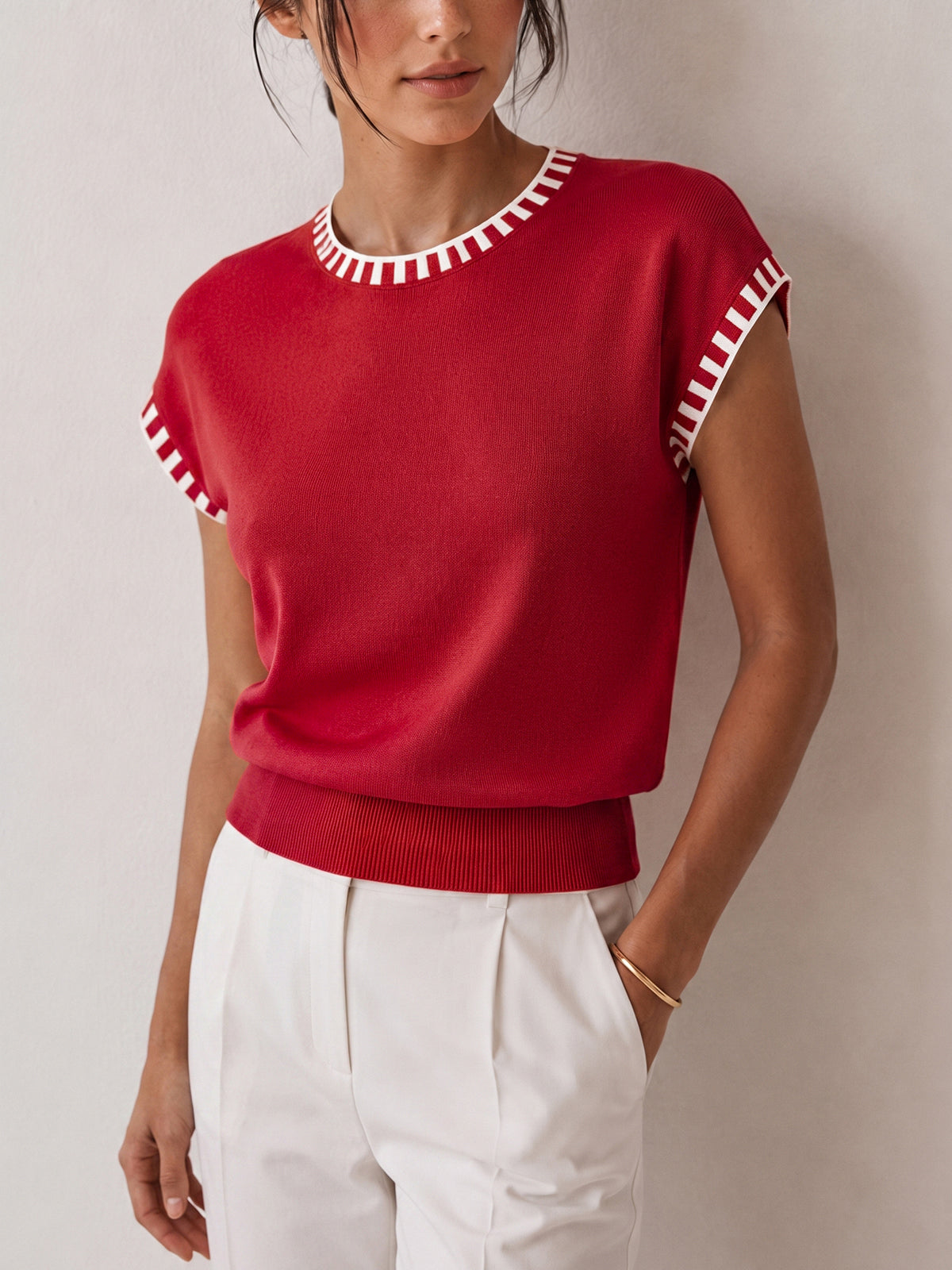 Lilia | Top in maglia con bordi a contrasto