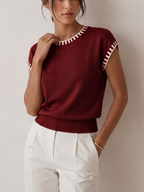 Lilia | Top in maglia con bordi a contrasto