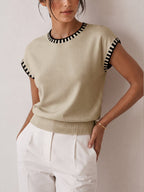 Lilia | Top in maglia con bordi a contrasto