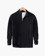 Maglione uomo con trecce e mezza zip