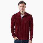 Maglione uomo con trecce e mezza zip