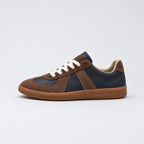 Sneaker uomo con tomaia a due finiture e suola piatta