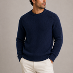 Maglione uomo girocollo a coste con spalle raglan