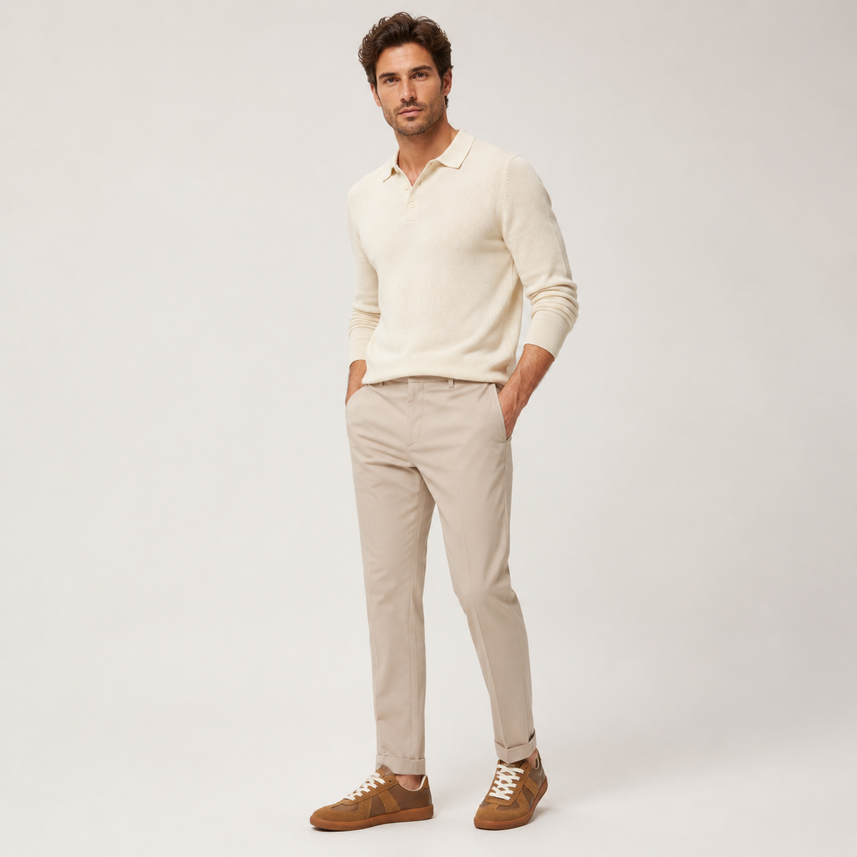 Sneaker uomo con tomaia a due finiture e suola piatta