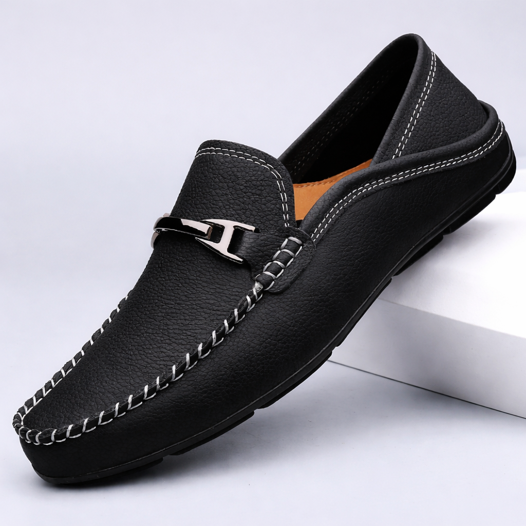 Mocassini uomo con fibbia decorativa a T