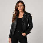 Giacca bomber nera da donna con zip