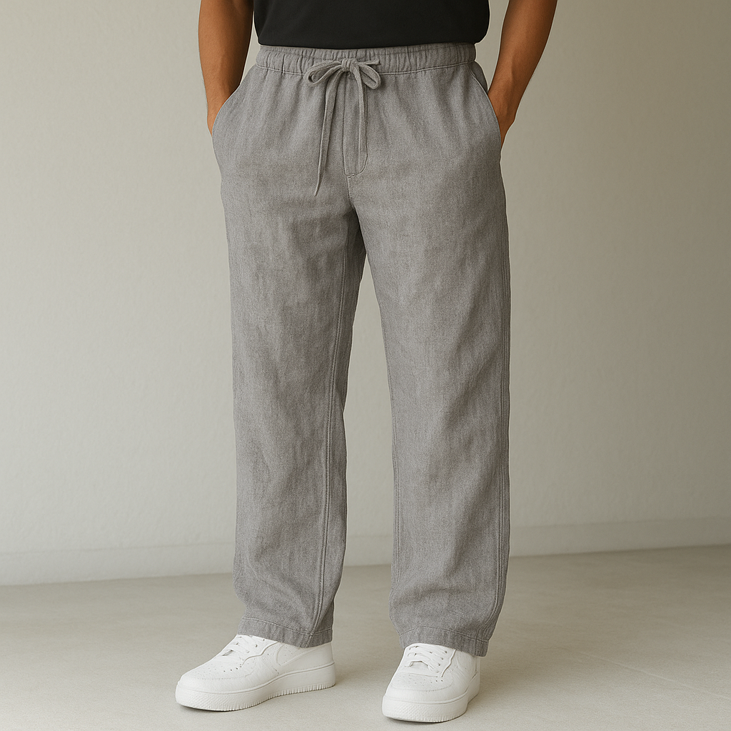 Pantaloni uomo leggeri con coulisse e gamba ampia