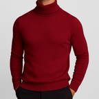 Dolcevita uomo in maglia fine con bordi a costine