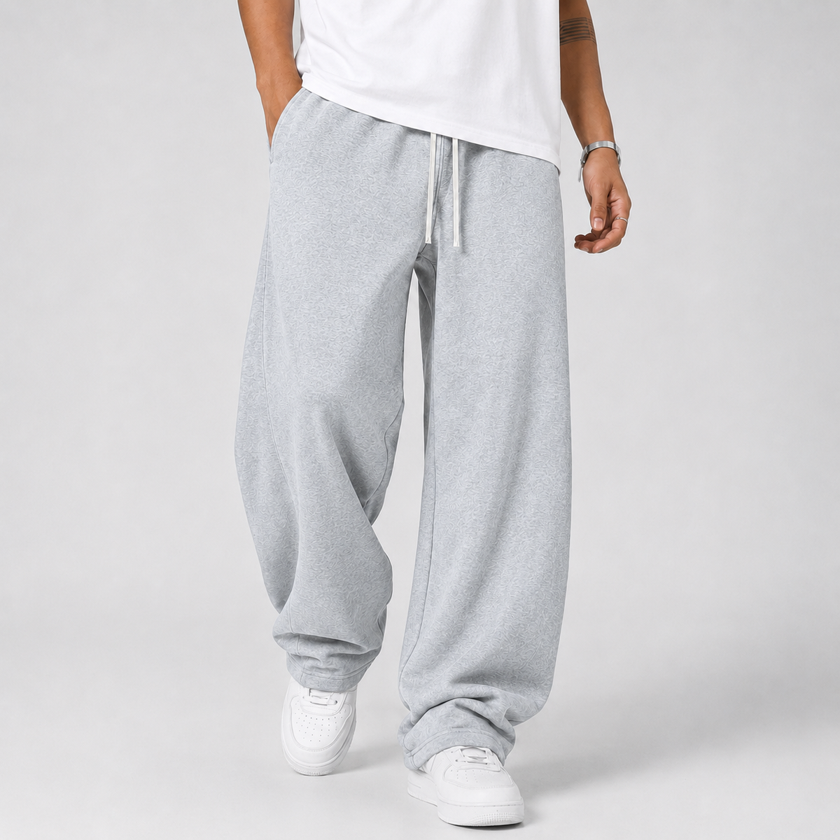 Pantaloni jogging uomo a gamba ampia con coulisse