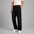 Pantaloni uomo in tessuto con pinces e gamba dritta