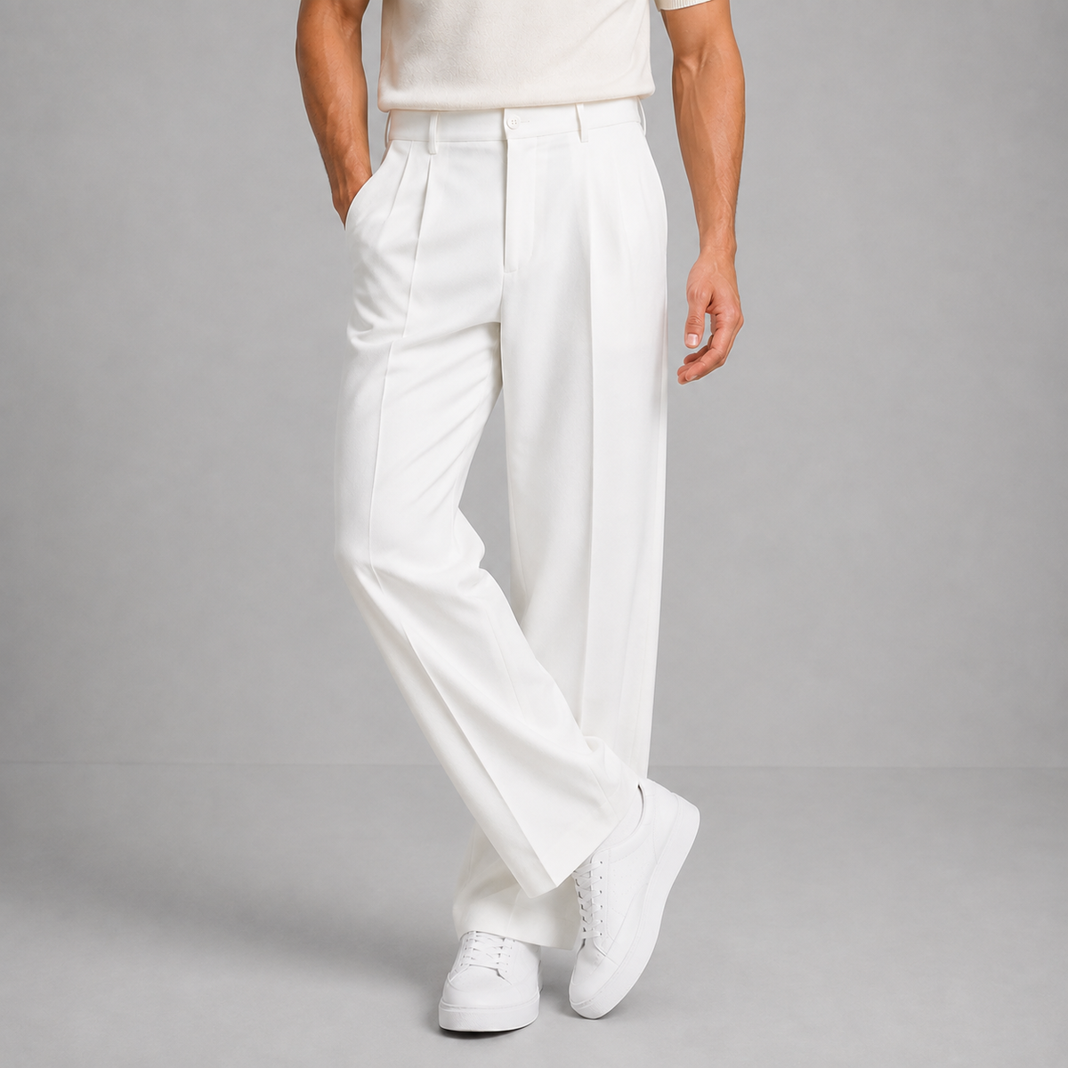 Pantaloni uomo in tessuto con pinces e gamba dritta