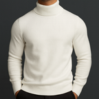 Dolcevita uomo in maglia fine con bordi a costine