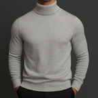 Dolcevita uomo in maglia fine con bordi a costine