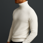 Dolcevita uomo in maglia fine con bordi a costine