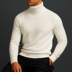 Dolcevita uomo in maglia fine con bordi a costine