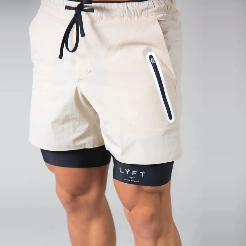 Pantaloncini sportivi uomo 2 in 1 con interno aderente