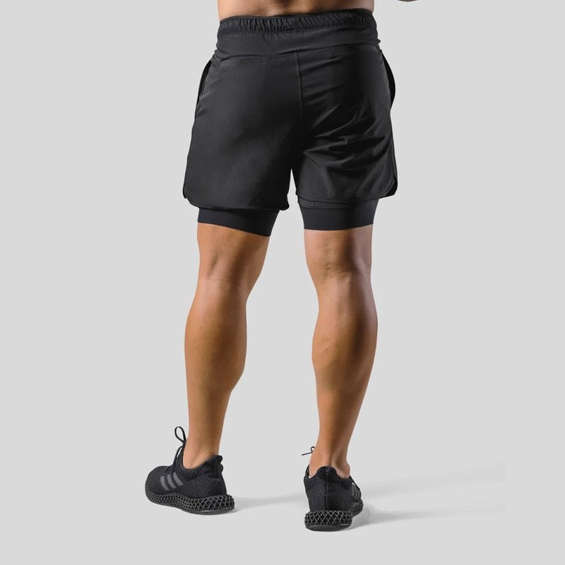 Pantaloncini sportivi uomo 2 in 1 con interno aderente