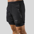 Pantaloncini sportivi uomo 2 in 1 con interno aderente