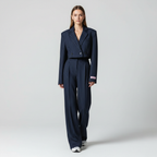 Completo donna gessato con blazer doppiopetto