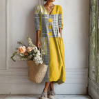 Margherita | Abito Midi Donna Boho Stampato con Scollo a V