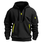 Felpa con cappuccio uomo con mezzo zip e tasca sul braccio