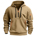 Felpa con cappuccio uomo con mezzo zip e tasca sul braccio