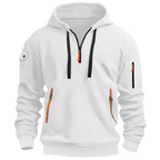 Felpa con cappuccio uomo con mezzo zip e tasca sul braccio