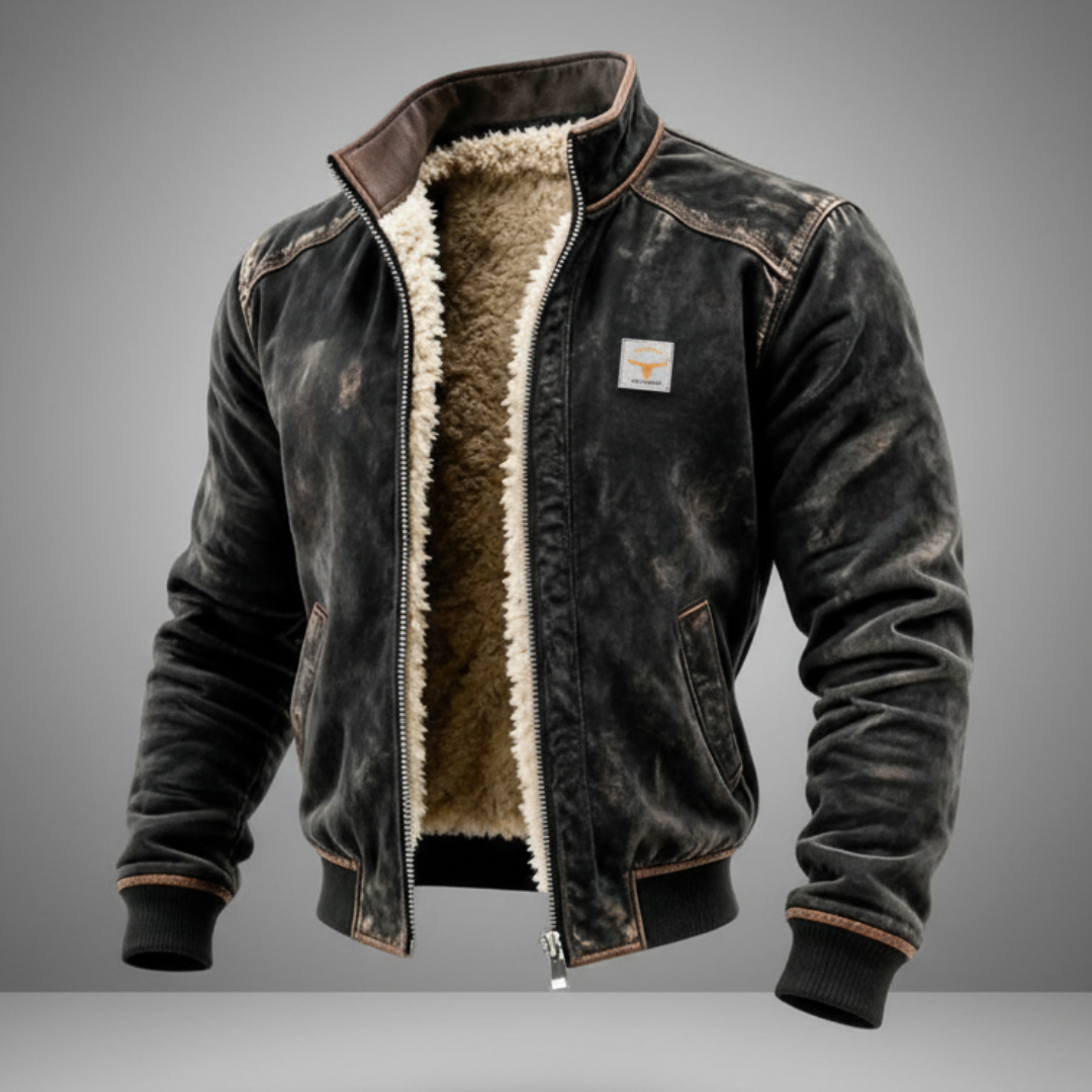 Bomber uomo con fodera soffice effetto used