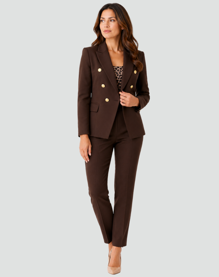 Completo donna con blazer doppiopetto e pantaloni