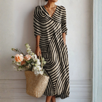 Margherita | Abito Midi Donna Boho Stampato con Scollo a V