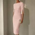 Abito midi donna con maniche in perle