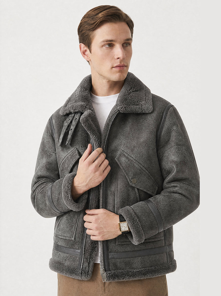 Giacca aviator uomo con collo ampio e soffice