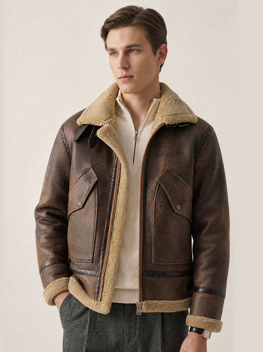 Giacca aviator uomo con collo ampio e soffice
