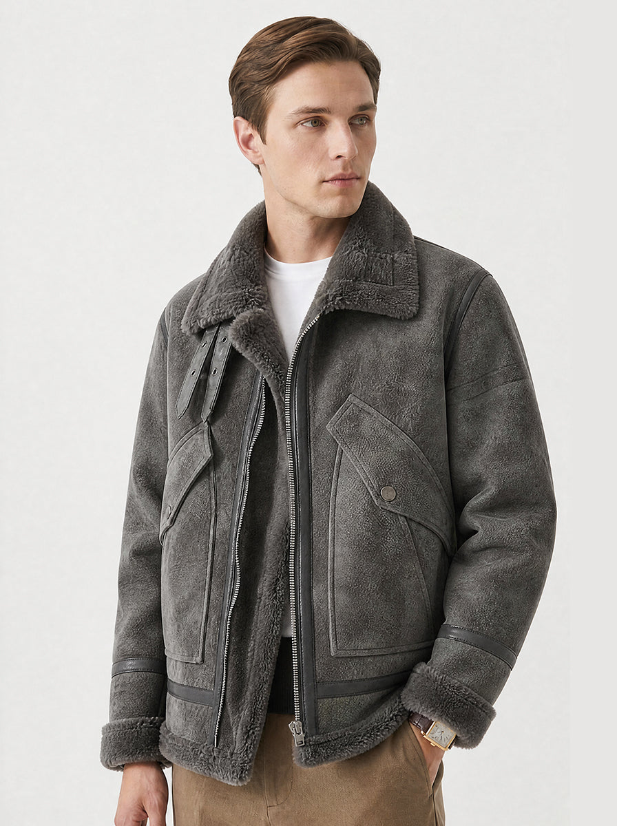 Giacca aviator uomo con collo ampio e soffice