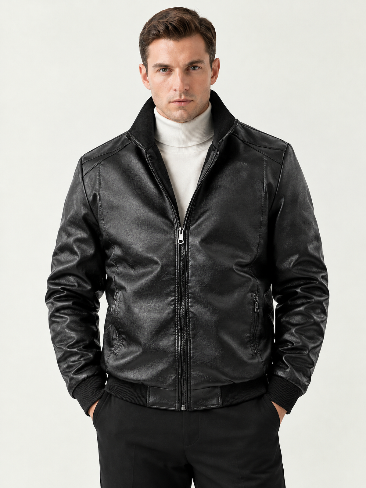 Bomber uomo slim con collo alto