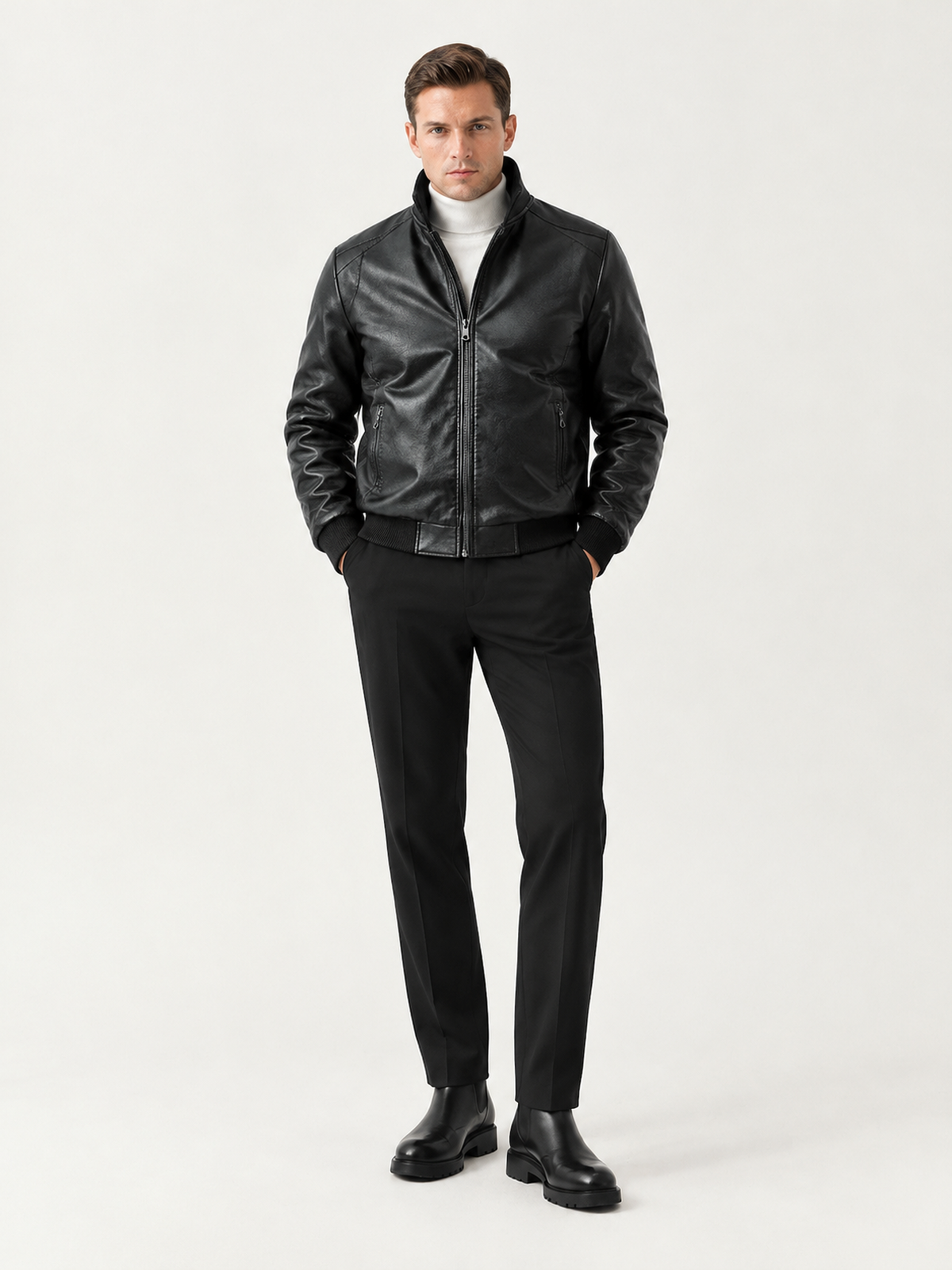 Bomber uomo slim con collo alto