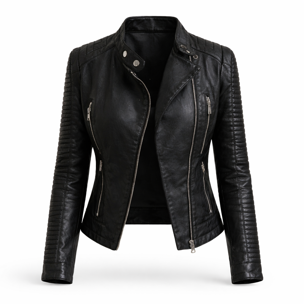 Giacca bomber nera da donna con zip